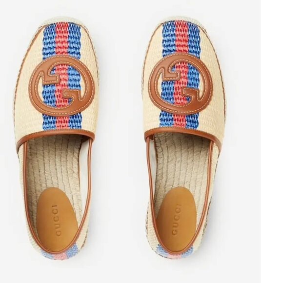 NIB Gucci Men's raffia interlocking G espadrilles G 10.5 US 11 - Picture 2 of 9